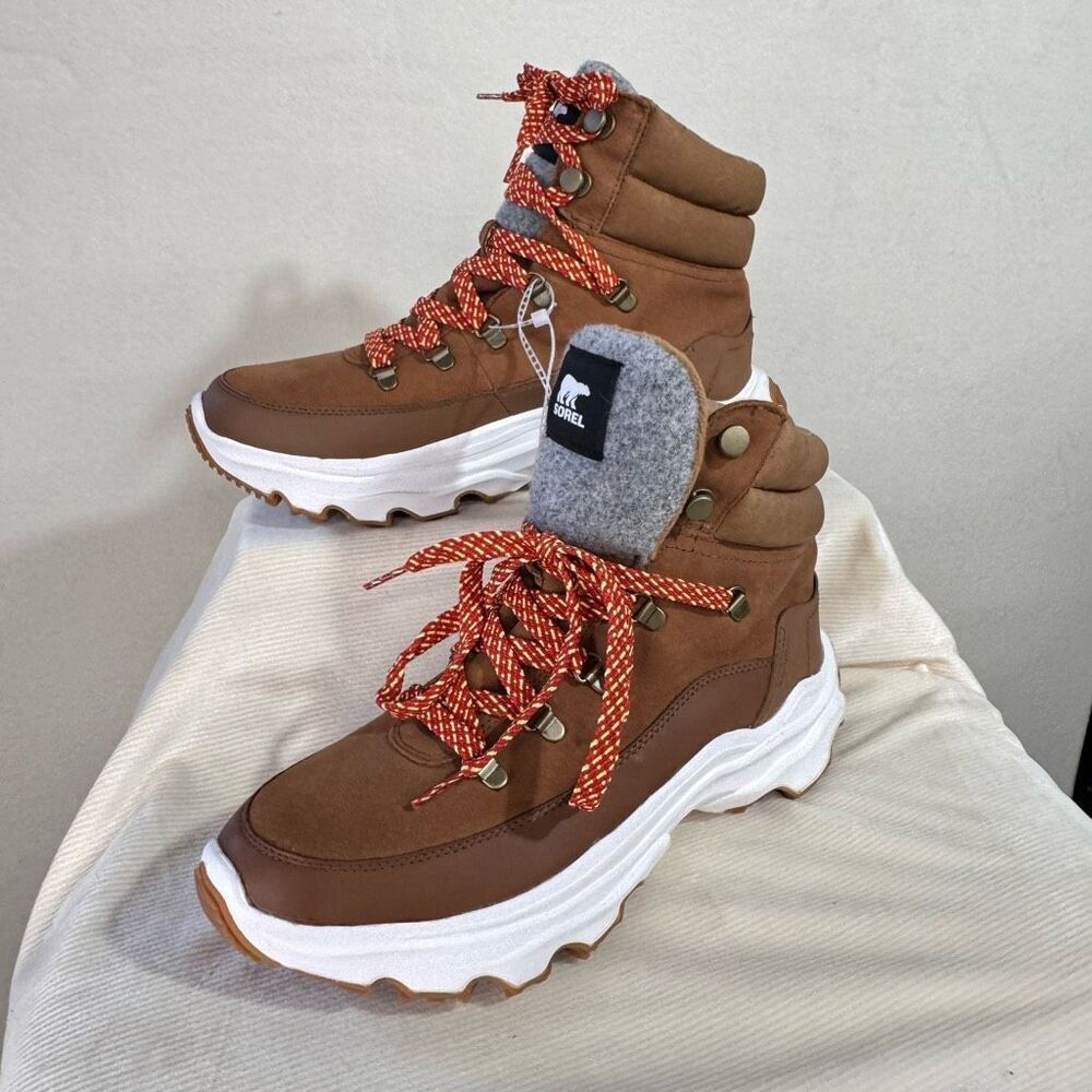 Sorel Brown and White Hiking-Inspired Ankle Boots